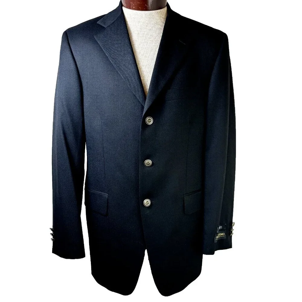 Super 100's Wool Suit Jacket Canada Ultimo Uomo NWOT Size 38R Men's Black Blazer